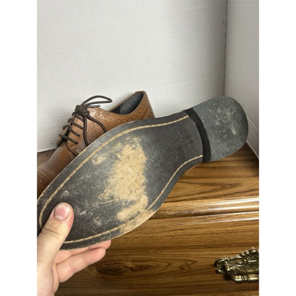 Nunn Bush Shoes Mens 9 Norcross Dress Cap Toe Oxford 84526 Brown Leather - Picture 2 of 14